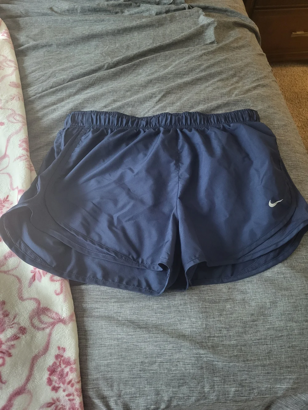 Nike Women's Navy Blue Athletic Shorts with Swoosh
